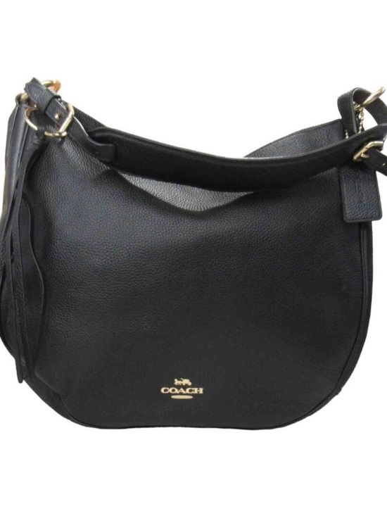 Coach Handbags - Coach Black Pebbled Leather Shoulder Bag with Gold Hardware